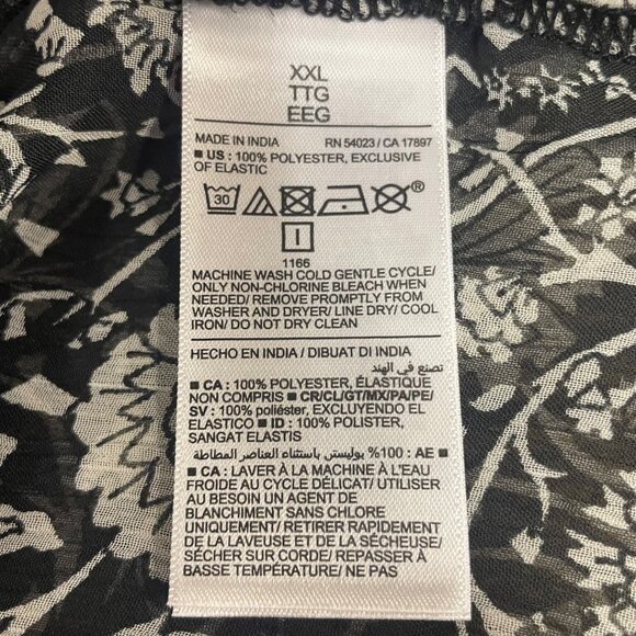 Old Navy Dark Floral Peplum Top Blouse Sz XXL Smocked Sheer Boho - Picture 7 of 8